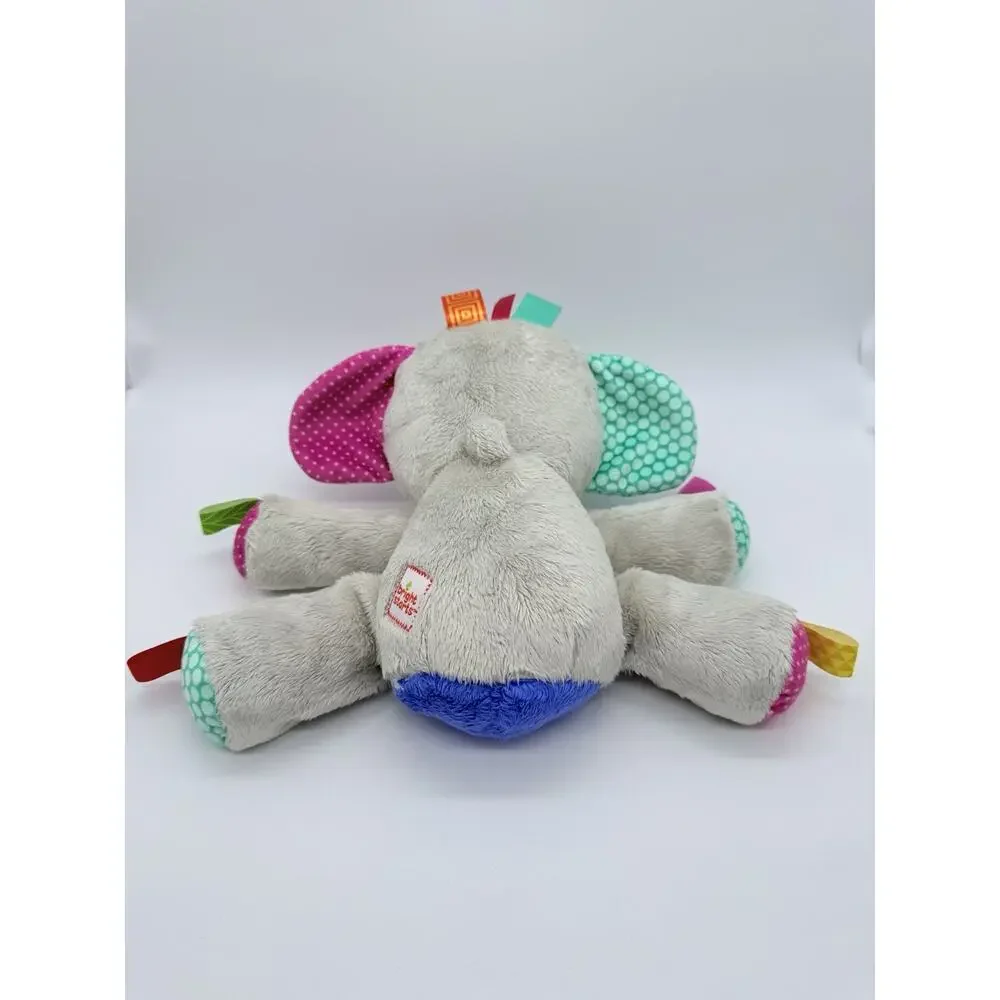 Bright Starts Taggies Elephant Gray Plush Lovey Baby Rattle Toy 9